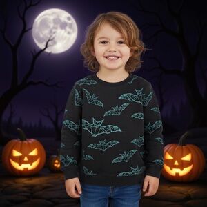 SWEATSHIRT H&M black sweatshirt teal bats 5t